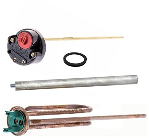 KIT REPARACIÓN TERMO ELECTRICO RESISTENCIA CURVA 2000W + ANODO MAGNESIO + JUNTA GOMA + TERMOSTATO VARILLA 270mm