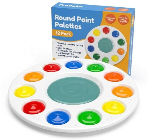 12 X Paint Tray Palettes by HEALUA, Plastic Paint Pallets for Kids or Students to Paints on School Project or Art Classes