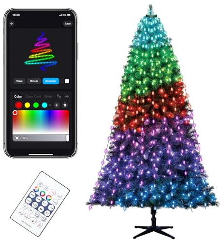 Smart LED Lichterkette Weihnachtsbeleuchtung mit Fernbedienung, 2m x 8 Bunt Weihnachtsbeleuchtung Drinnen und Außen Wasserdicht für Party, Garten, Baum, Weihnachten Deko