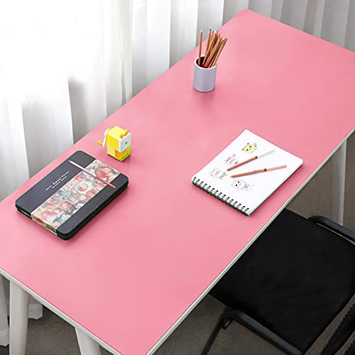 Multifonctionnel Imperméable Sous-main,Antidérapant Cuir Tapis De Souris Pour Clavier Et Souris Lisse Jeu Tapis De Souris Pour Bureau Domicile,Grand PU Cuir Tapis De Bureau-Rose. 60x40cm(24x16inch)