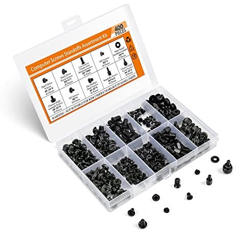 400PCS Motherboard Standoffs Computer Screws Assortment Kit for Motherboard PC Fan HDD Power Supply SSD Hard Drive Graphics PC Case, Motherboard Mounting Screws for DIY PC Building and Repair