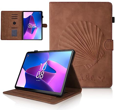 LSPCASA Custodia Lenovo Tab M10 Plus 3rd Gen Supporto Folio Di Piega Antide-Fallo Supporto Automatico Wake/Sleep Lenovo Tab M10 Plus 3rd Gen Cover Marrone