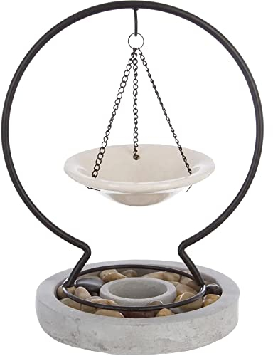 TIENDA EURASIA - Quemador de Aceites Esenciales, Quemador de Aceites Original de Diseño Nórdico para Velas de Té, Diseño con Arco de Metal, Bandeja Colgante y Base de Pieda, Estilo Zen (417712546)