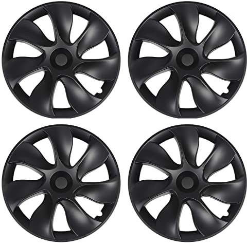 Focket 19 Zoll Radnabenkappen für Model Y 2020–2023, 4 Stück Radabdeckungen, Radkappen, Kratzfest, Felgenschutz, Sportliche Radkappen für Model Y (Matt-schwarz)