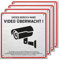 HAGEFOL® Schild Videoüberwachung, 4er Set, (15x15 cm - klein) mit DSGVO Hinweis, inkl. 4 Bohrlöcher, Kamera Warnhinweis für Überwachungskamera oder Kamera Attrappe (Aluminium gebürstet)