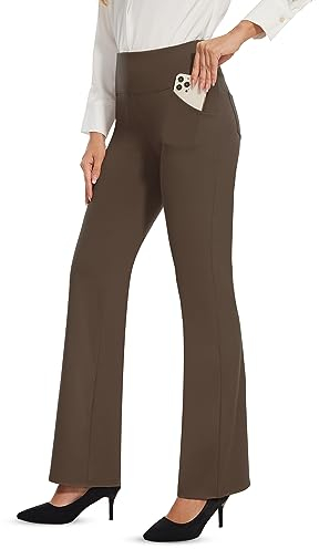Desol Damen Bootcut Flare Yogahose, Lange Schlaghose mit 4 Taschen, Sporthose, Hohe Taille Stretch Freizeit Jogginghose Arbeitshose Ausgestellte