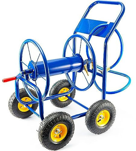 Schlauchtrommelwagen für Garten im Freien, mittelschwere Schlauchtrommel Gartenauto,4 Räder Heavy Duty Schlauchwagen, Heavy Duty Yard Water Planting