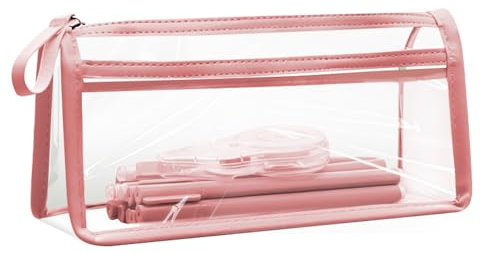 Hoinya Trousse d'examen transparente avec 2 compartiments, rose, Organiseur de sac