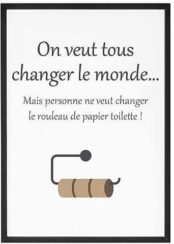 Affiche Changer le papier toilette - Made In France - Tableau décoration murale - Cadeau Anniversaire citation Humour original rigolo (A4 (21 x 29,7 cm), Sans cadre)