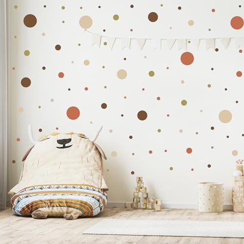 Muralo 150 Stück Wandtattoo, Mädchen, Klebepunkte, Bunt, Dots - 60x30 cm | Wandsticker, Modernes Design - ideal für Kinderzimmer, Babyzimmer, Ein echter Blickfang im Raum, einfach anzubringen