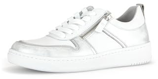 Gabor Damen Low-Top Sneaker, Frauen Halbschuhe,Wechselfußbett,Best Fitting,Sportschuhe,Freizeitschuhe,Turnschuhe,Weiss/Silber/Ice,38.5 EU / 5.5 UK