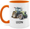 Tasse Tassen 325ml - Trecker Name I Trecker Fan I Traktor Geschenk personalisiert I Geschenk Landwirt - 325 ml - Orange - geschenkideen für landwirte teetasse einschulung traktoren leon haferl