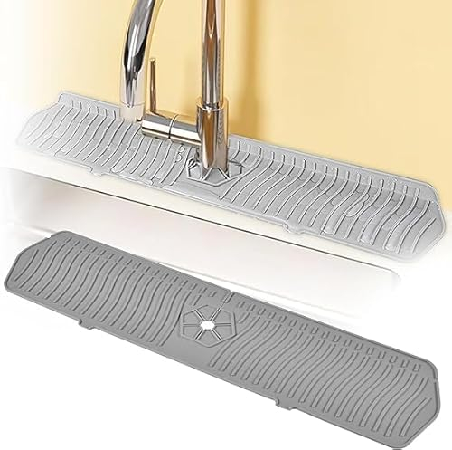 Tapis de Robinet en Silicone Gris,Tampons de Robinet en Silicone,Tapis Anti Eclaboussure Evier,Attrape Éclaboussures de Robinetde Séchage Robinet Comptoir pour Cuisine