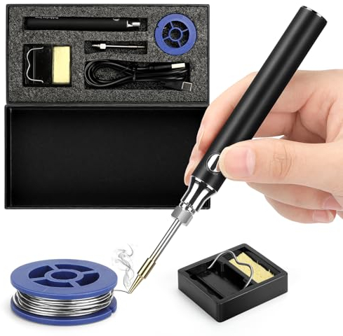 Soldering Iron Portable Soldering Iron Kit, Cordless Battery Powered USB-C Rechargeable Soldering Tools Small for Carry