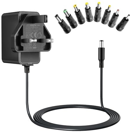 Tonton 9V Power Supply, 2A 1.5A 1A DC Adapter with 8 Tips for Crosley Record Player CR8005A I II III Series, Arduino Uno R3, Schwinn Exercise Bike, Korg Volca Syth Bass, Bowflex Max Trainer, 2M