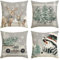 Artoid Mode Rentier Bäume Lastkraftwagen Schneemann Weihnachten Kissenbezüge 4er Set, 50x50 cm Winter LKW Zierkissenbezug Cushion Cover Couch Deko