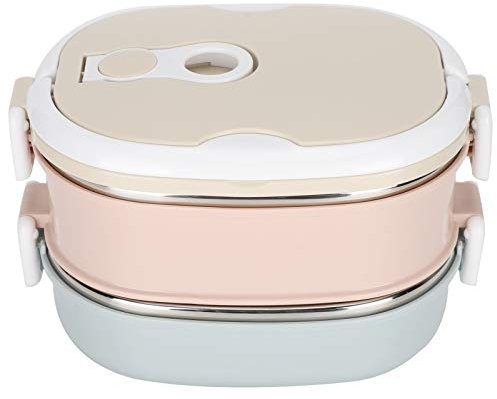 flexman Bento Box para Adultos, Lonchera Térmica con Aislamiento de Acero Inoxidable Portátil, Lonchera Apilable a Prueba de Fugas para Viajes de Trabajo (Doble capa)