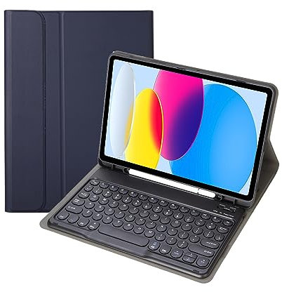 Custodia con Tastiera per iPad 9a/8a/7a Generazione da 10,2 Pollici 2021/2020/2019, Custodia con Tastiera Wireless BT, Cover Sottile in Pelle con portapenne,Marina Militare