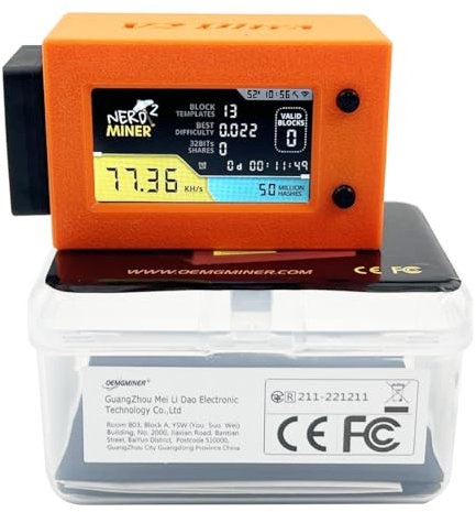 NerdMiner V2 Ultra 78KH/S T Display S3 Bitcoin Solo Lotterie mit geringem Stromverbrauch WiFi-Verbindung und USB-C Power Crypto Nerdminer mit Lüfter Lucky Miner Win 6.25 BTC (Orange)