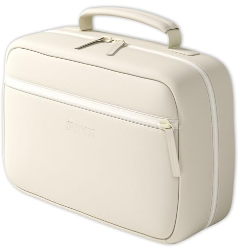 ONYX Kulturtasche Damen und Herren - Kulturbeutel zum Aufhängen aus PU-Tech-Material - Kosmetiktasche mit Spiegel für Reisen, Make-Up Organizer Tasche 24x17x11cm, Beautycase M Beige