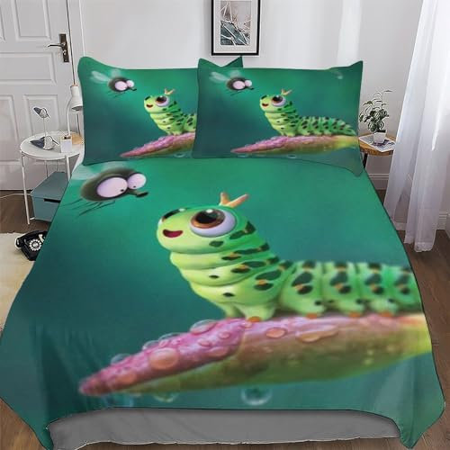 AAPZY Insekt Bettbezüge 2 teilige Bettwäsche Für Jungen Mädchen Superweiches Microfaser Bettbezug Mit Reißverschluss Und Kissenbezug Angenehme Bettdeckenbezug Single (135x200cm)