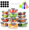ZhouZGlass Glass Meal Prep Containers with Spoon, Stackable Glass Food Storage Containers with Lids, Airtight Lunch Containers, Microwave, Oven, Freezer and Dishwasher (12 Pcs-Grey)