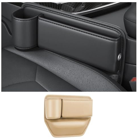 COARAIEI Car Leather Cup Holder Bag for v&w Polo Mk4 9N 2002-2009 Car Crevice Storage Box Car clearance bag With Cup Holder Car Accessories