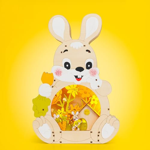 SIKORA OD24 Dekofigur lustiger Osterhase mit LED Beleuchtung Osterdeko Frühjahrsdekoration