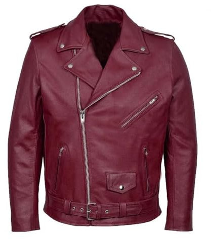 Foweknow Faux Leather Jacket Men's Zip Leather Jacket Long Sleeve Motorcycle Jacket Biker Jacket Stand-Up Collar Warm Transition Jacket Lightweight Wind Jacket Plain Bomber Jacket Winter Coat, red, L