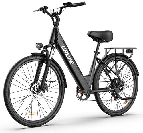 URLIFE E-Bike für Erwachsene 26, 36V 13Ah Austauschbarem Akku für Lange Reichweite bis 80KM, Elektrofahrrad 250W Motor mit LCD Display, 7 Gang E-Bikes Für Herren Damen Stadtpendler Schwarz