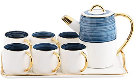 Light Luxury Ceramic Coffee Mug Phnom Penh Afternoon Tea Water Cup with Tray Cold Kettle Cup Saucer Spoon Set