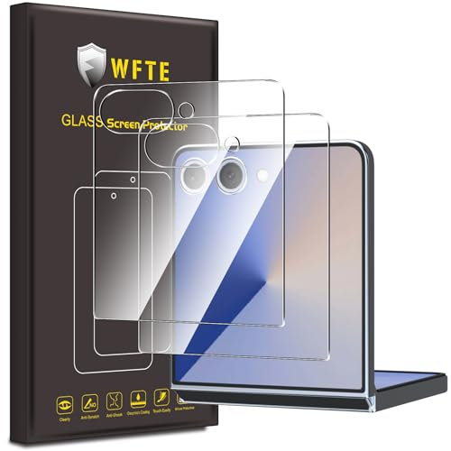 WFTE [2-Pack Samsung Galaxy Z Flip 7/Flip7 Screen Protector Tempered Glass - 9H Hardness, Anti-Scratch, Anti-Fingerprint, Bubble-Free Installation, HD Clear, Full Coverage Protective Film