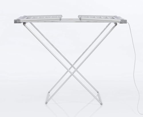 Monal Electric Heated Clothes Airer – Silver Folding Drying Rack with Low-Energy Heating Bars – Lightweight & Compact Indoor Dryer for Laundry – Fast & Efficient Drying
