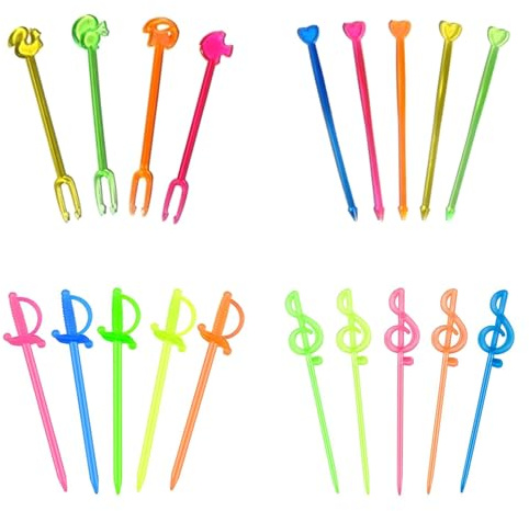 200 Stück Wiederverwendbar Bunte Obstgabeln Kinder, Obstspieße, Cocktailspieße, Party-Zahnstocher, Spieße Fingerfood, Reusable Probiergabelspieße für Bar Party, Grillen Snacks und Familientreffen