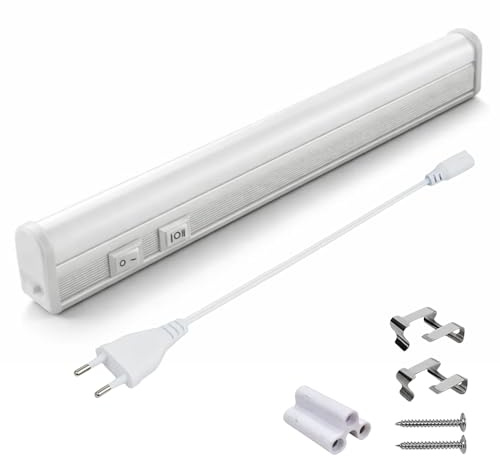 MAKA Barra Led Sottopensile Cucina, Luce per Scrivania a Led Sotto Mensola, Neon Sottopensile Cucina con Interruttore, Barre Sotto Pensili 220 Volt, Alluminio (8 Watt)