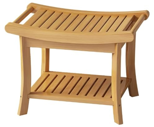 IXPIUZB Banc de douche en bambou pour salle de bain, spa, salle de bain, tabouret de rangement en bois pour le rasage des jambes, adultes, personnes âgées et personnes âgées pour l'intérieur ou