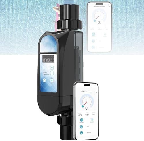 Oiyekntd Salzwasser-Chlorierungssystem für Schwimmbäder, Großkalibriger Salz-Chlorinator, Salzwasser-Pool-Chlorinator mit intelligentem Digitalpanel und App-Steuerung 4g/h