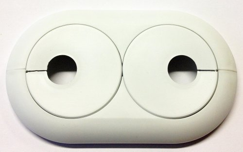 Fränkische Rohrwerke Doppelrosette für Rohraußendurchmesser 14 mm mit variablem Lochabstand von 35-58 mm 1 Stück, weiß, 75914800