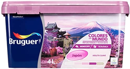 Bruguer Colores del Mundo, Pintura acrilica para paredes monocapa Japón Violeta Suave 4 L