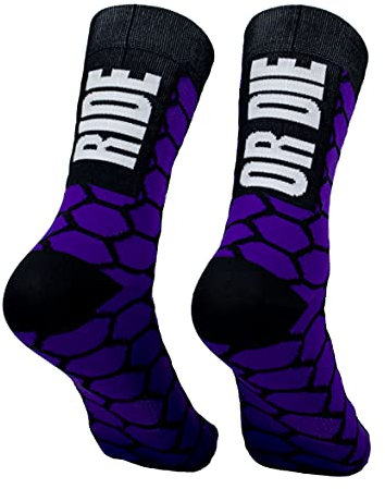 PERRO LOCO CLOTHES Calzini compressivi per ciclismo, con rinforzo sulla punta, Edizione limitata. (IT, Numero, 43, 45, Regular, Regular, Viola)