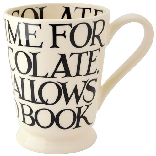 Emma Bridgewater Cocoa Mug 430 ml, Ceramic Coffee Cup Large - Stoneware Mug, Cappuccino, Latte, Coffee, Tea Cup - Beautiful Mugs, Birthday Gift - Coffee Mug Black Writing