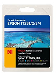 Kodak Supplies 185E012821 Tinte (4) 190 Seiten schwarz, 260 Seiten cyan, 160 Seiten magenta und 260 Seiten gelb multicolor passend für Epson SX125 kompatibel zu C13T12854012