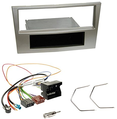 Einbauset : Autoradio Radioblende Radio Blende mit Ablagefach - Satin Stone + Quadlock Adapter+Antennenadapter+Entriegelungswerkzeug für Opel Antara, Astra H, Corsa D, Zafira B ab 2004