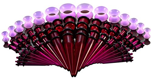 Amorar 50pcs Ohr Dehnen Kit - Acryl Kegel und Stecker + Silikon Tunnel - Ohr-Messgeräte Expander Set Piercing Schmuck,EINWEG Verpackung