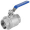 Akozon - Valvola a sfera con filettatura femmina 1-1/2 DN40, valvola a sfera in acciaio inox 304, due pezzi, 1000 WOG, con manico isolante in vinile blu