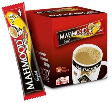 Mahmood 3-in-1 Instant Coffee Sticks, 48 Pack – Arabica Blend with Cream & Sugar – Smooth, Rich & Convenient Single-Serve Coffee
