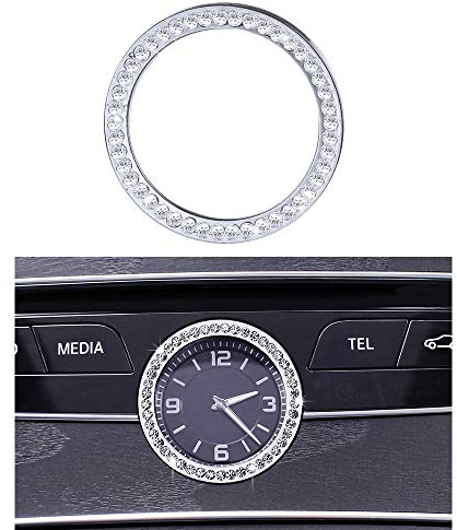 Mercedes Zubehör Benz Teile Bling W205 W213 C217 C E S-Klasse AMG-Uhr Runde Mittelkonsole Panel Caps Abdeckungen Decals Aufkleber Innenseite Mitte Dekorationen Damen Herren Kristall (Silber)