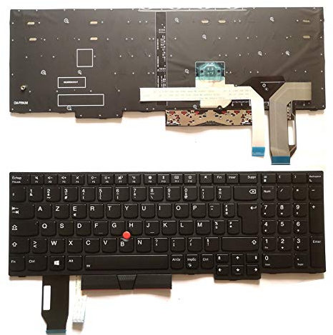 Junweier Clavier Français AZERTY rétro-éclairé pour Lenovo thinkpad E580 20ks 20kt L580 L590 P52 P72 E590 E585 E595 T590 T15 P15S P53S 01YP680 01YP640 01YP560 SN5372BL 01YP600 01YP760 FR