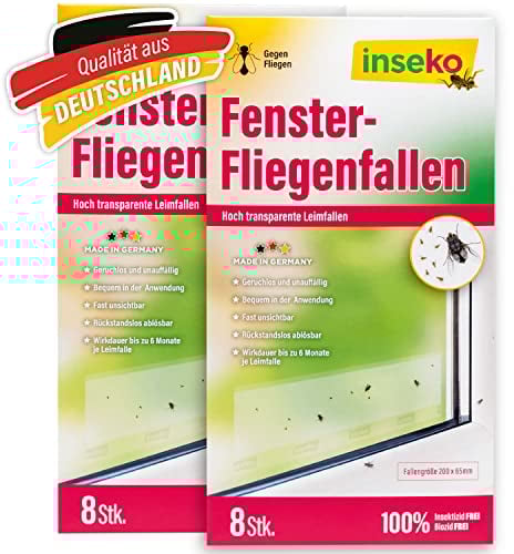 inseko 16 x Fenster-Fliegenfallen I transparenter Fliegenfänger I umweltfreundlich - giftfrei I Made in Germany (16)