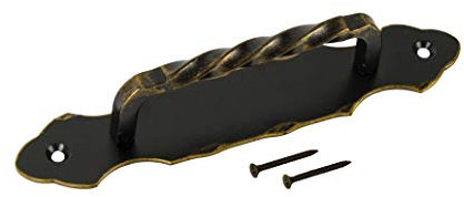 ADGO Maniglia Antaba Maniglione Maniglia per Porta Portineria 190 mm, Acciaio Ferro Battuto Verniciato a Polvere, Elegante Anticato, Colore Oro Antico, 1 pezzo